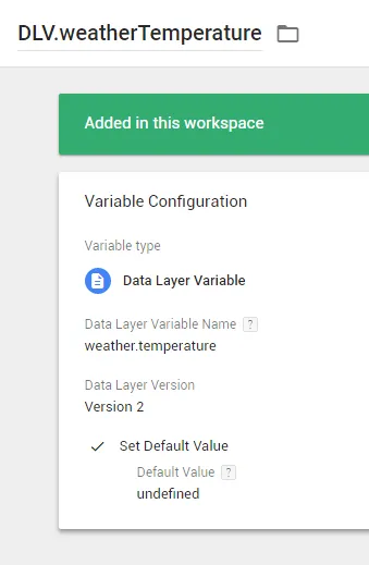 Data Layer Variable weather.temperature in Google Tag Manager