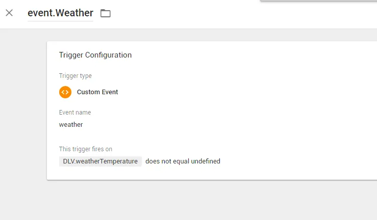 Trigger event.Weather in Google Tag Manager