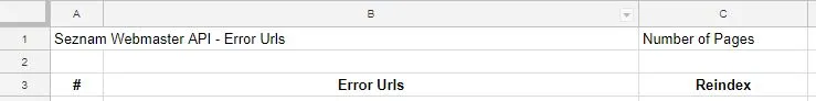Error Urls sheet