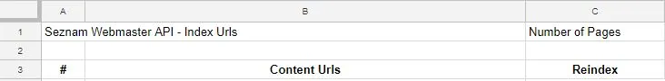 Index Urls sheet