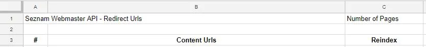 Redirect Urls sheet
