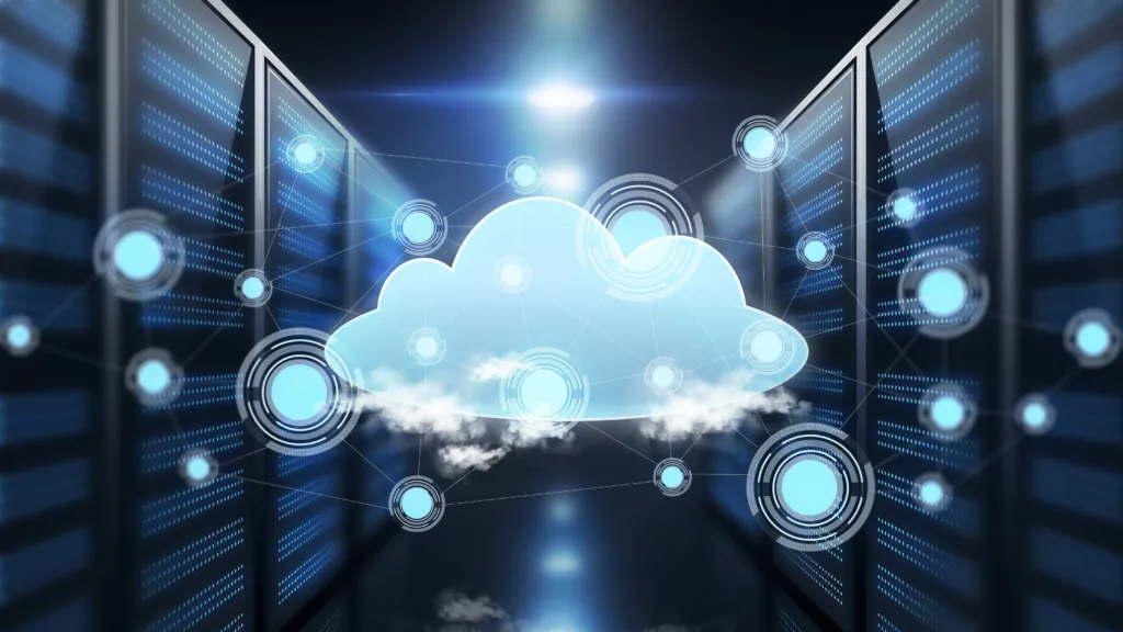 Cloud above server racks