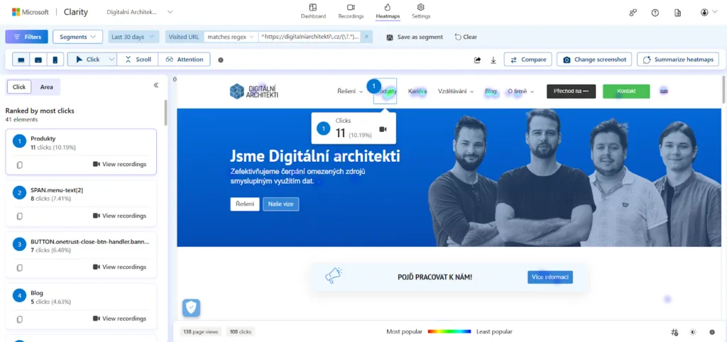 Heatmaps in Microsoft Clarity